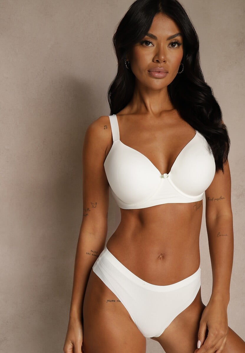 Biały Klasyczny Biustonosz o Gładkiej Fakturze Adriaros 2