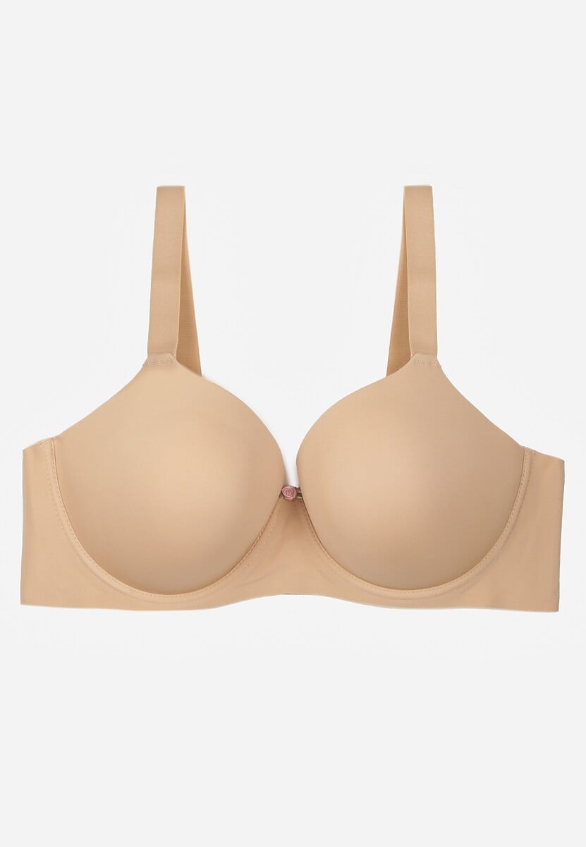 Beżowy Klasyczny Biustonosz o Gładkiej Fakturze Adriaros 1