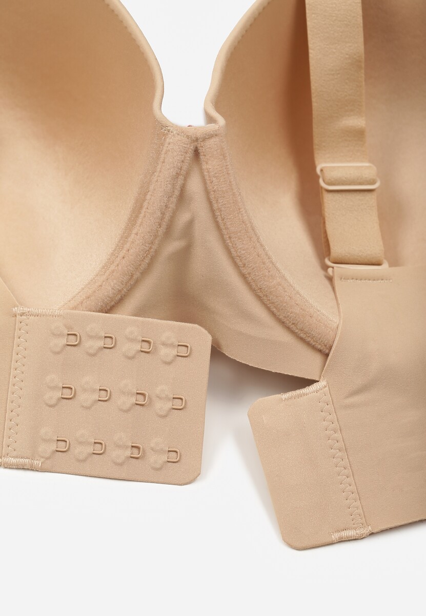 Beżowy Klasyczny Biustonosz o Gładkiej Fakturze Adriaros 2