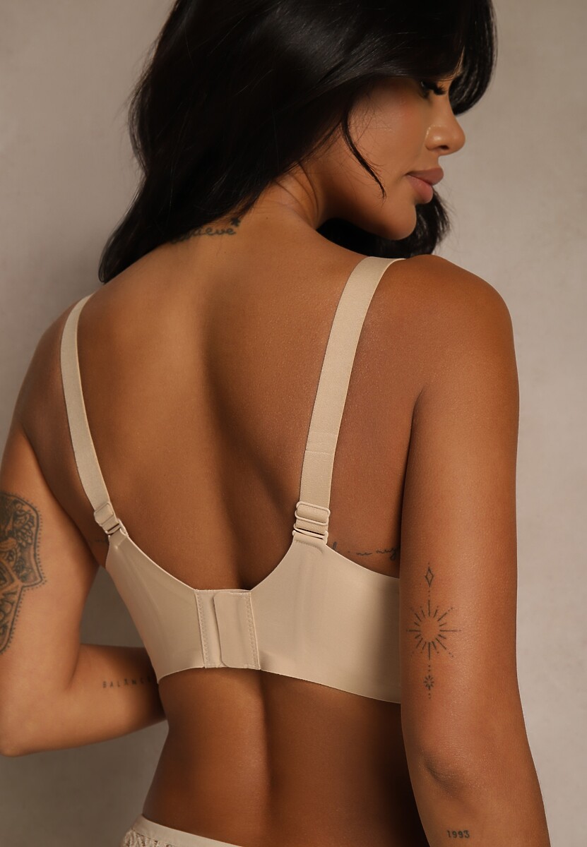 Beżowy Klasyczny Biustonosz o Gładkiej Fakturze Adriaros 3