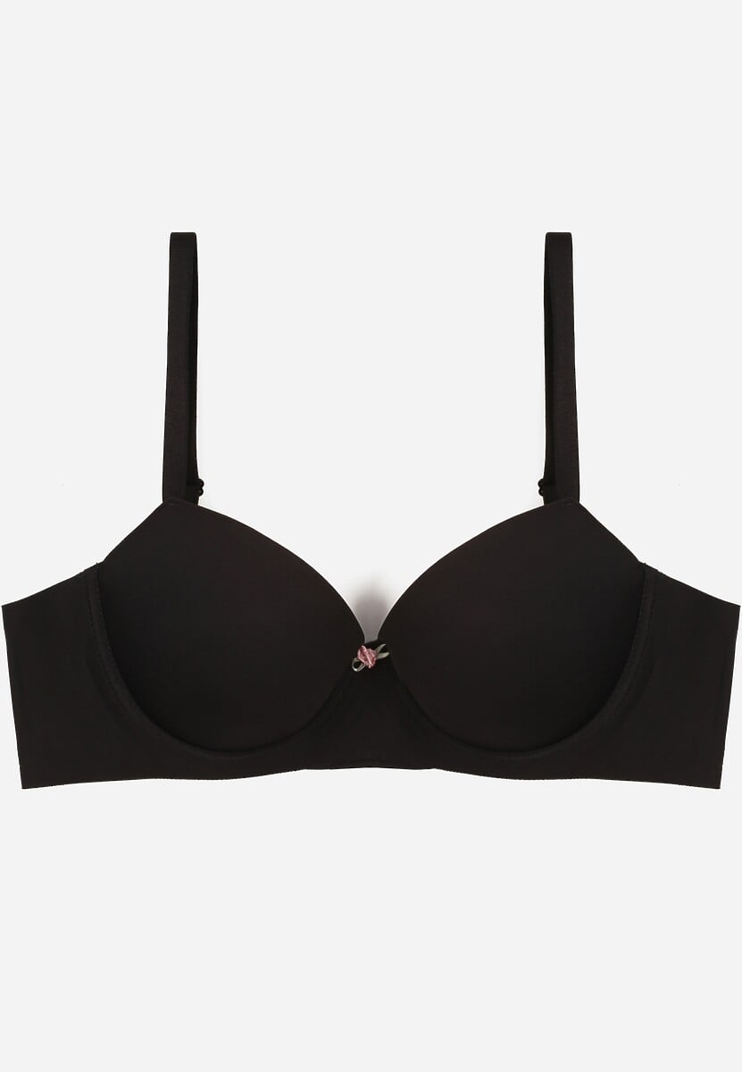 Czarny Gładki Biustonosz o Klasycznym Fasonie Amanei 1