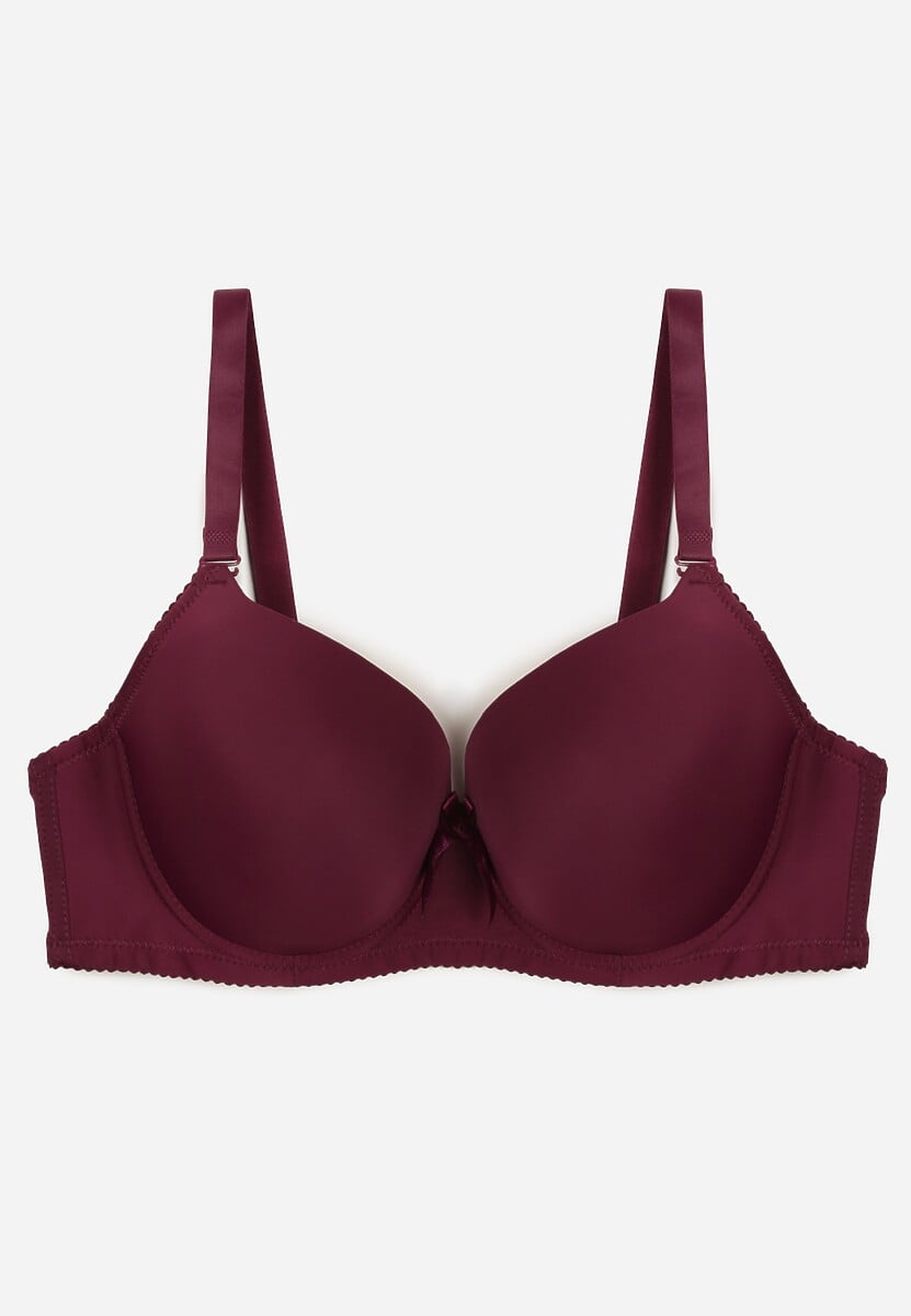 Ciemnofioletowy Biustonosz o Gładkim Wykończeniu z Kokardką Phiphise 1