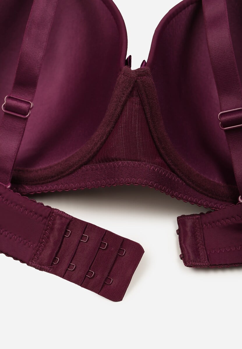 Ciemnofioletowy Biustonosz o Gładkim Wykończeniu z Kokardką Phiphise 2