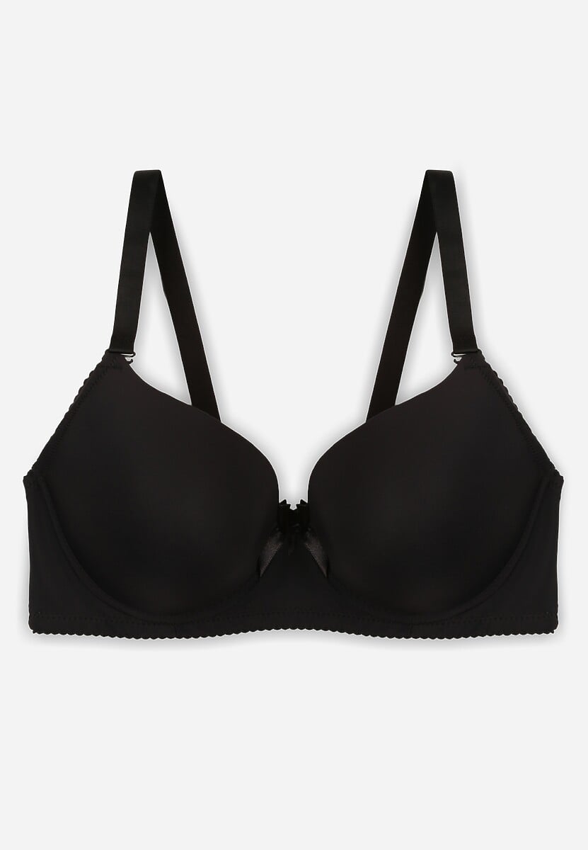 Czarny Biustonosz o Gładkim Wykończeniu z Kokardką Phiphise 1