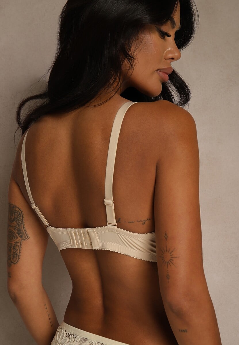 Beżowy Biustonosz o Gładkim Wykończeniu z Kokardką Phiphise 3