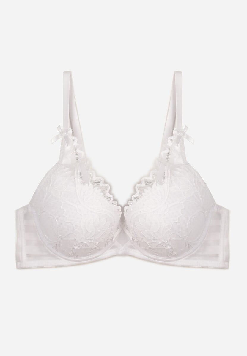 Biały Biustonosz Zdobiony Koronką i Kokardami Morgavia 1