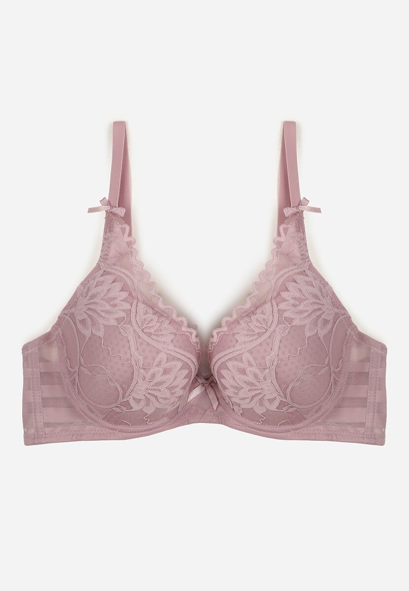 Fioletowy Biustonosz Zdobiony Koronką i Kokardami Morgavia 1