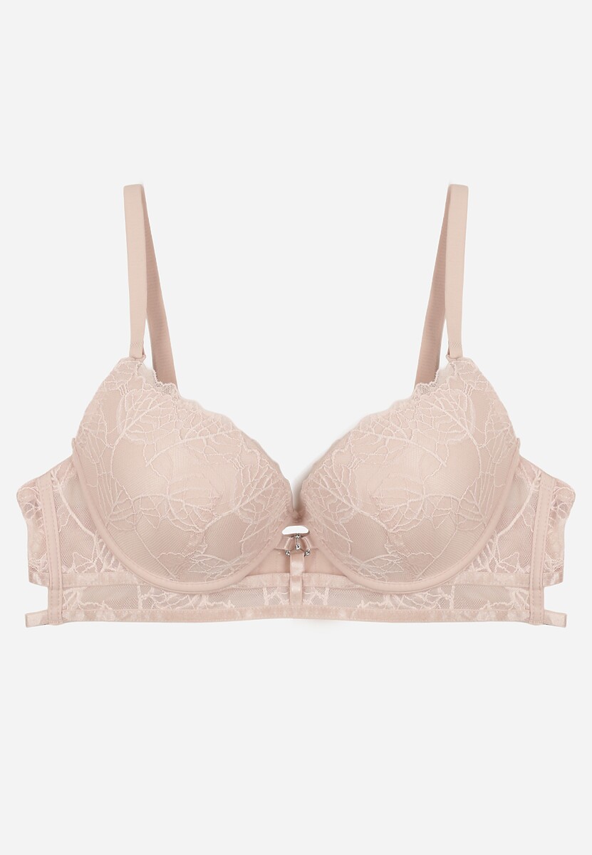 Jasnoróżowy Koronkowy Biustonosz w Klasycznym Stylu z Aplikacją Galinassa 1