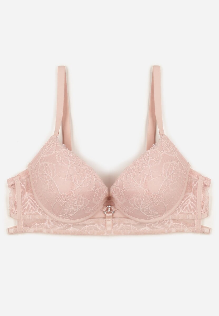 Różowy Koronkowy Biustonosz w Klasycznym Stylu z Aplikacją Galinassa 1