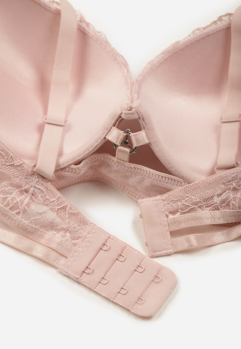 Różowy Koronkowy Biustonosz w Klasycznym Stylu z Aplikacją Galinassa 2