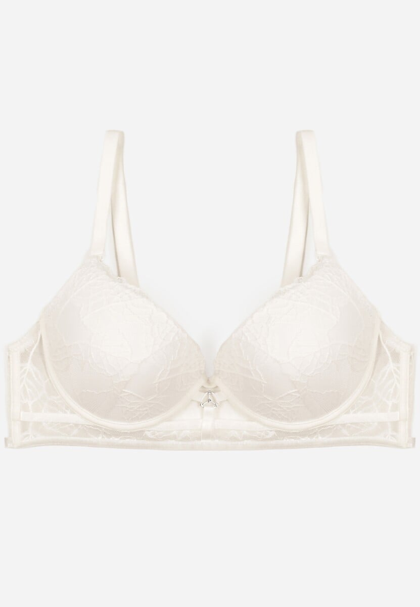 Jasnobeżowy Koronkowy Biustonosz w Klasycznym Stylu z Aplikacją Galinassa 1