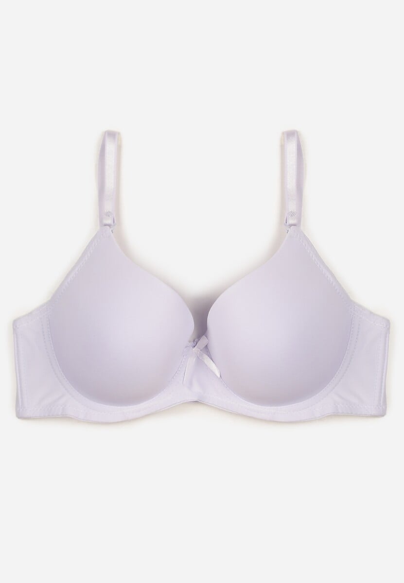 Biały Gładki Biustonosz o Klasycznym Fasonie Zdobiony Kokardką Caloris 1