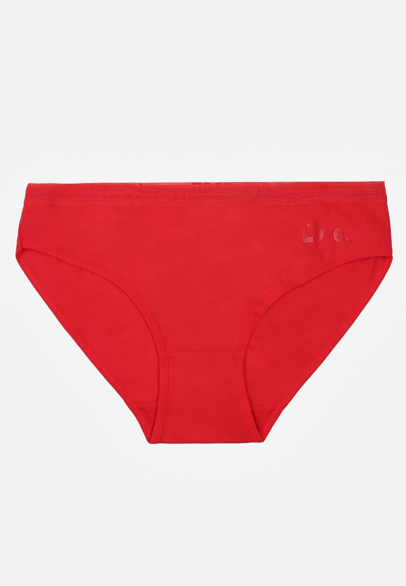 Czerwone Majtki Figi z Bawełny z Napisem Love Adririn 1