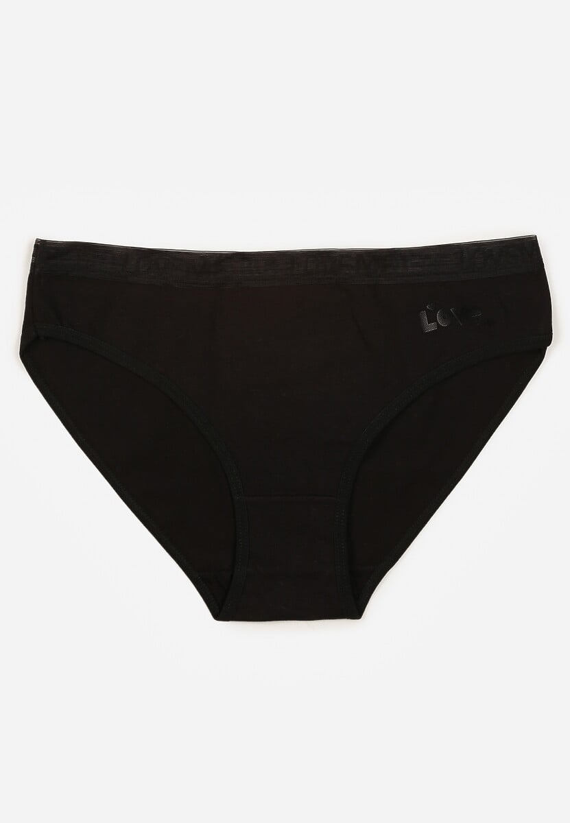 Czarne Majtki Figi z Bawełny z Napisem Love Adririn 1