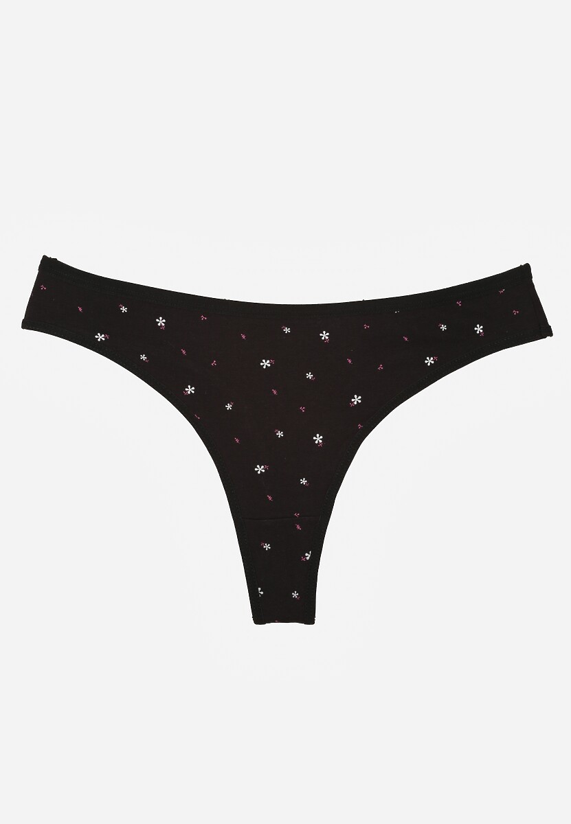 Czarne Majtki Strongi z Drobnym Nadrukiem z Bawełną Clymeine 1