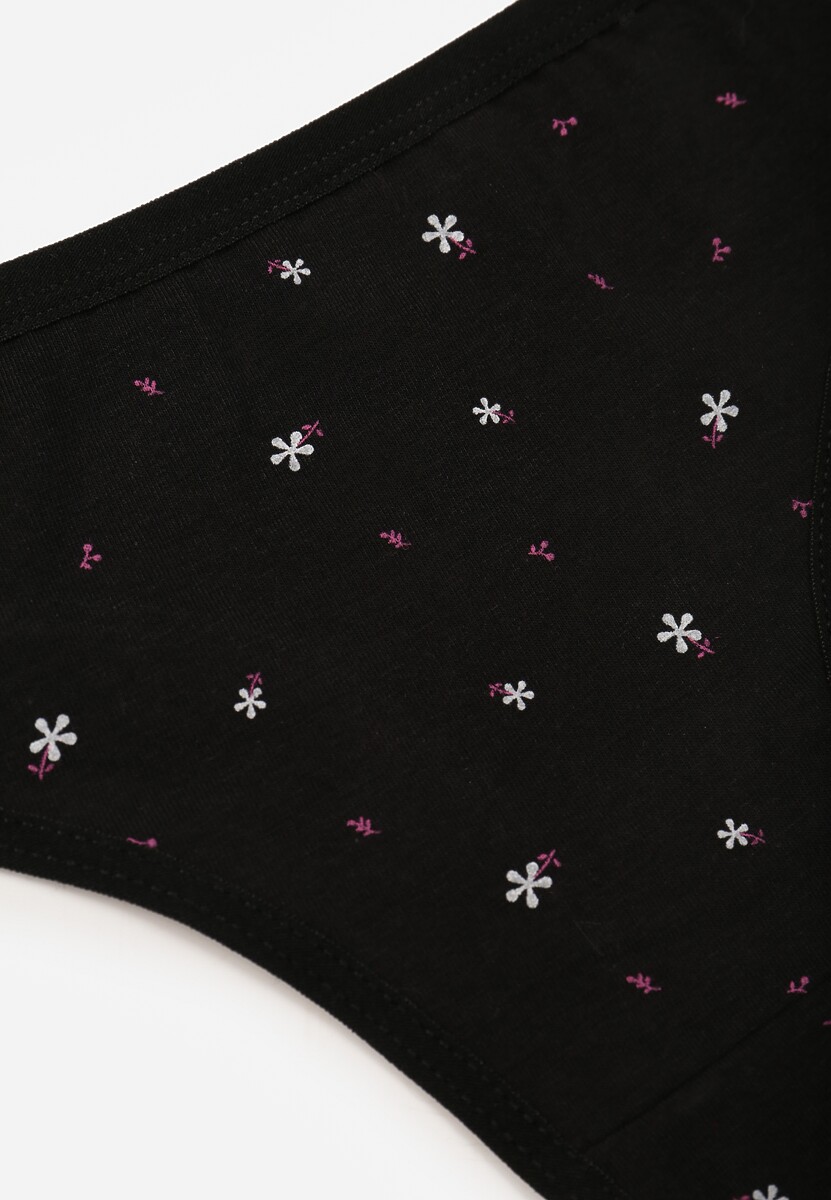 Czarne Majtki Strongi z Drobnym Nadrukiem z Bawełną Clymeine 3