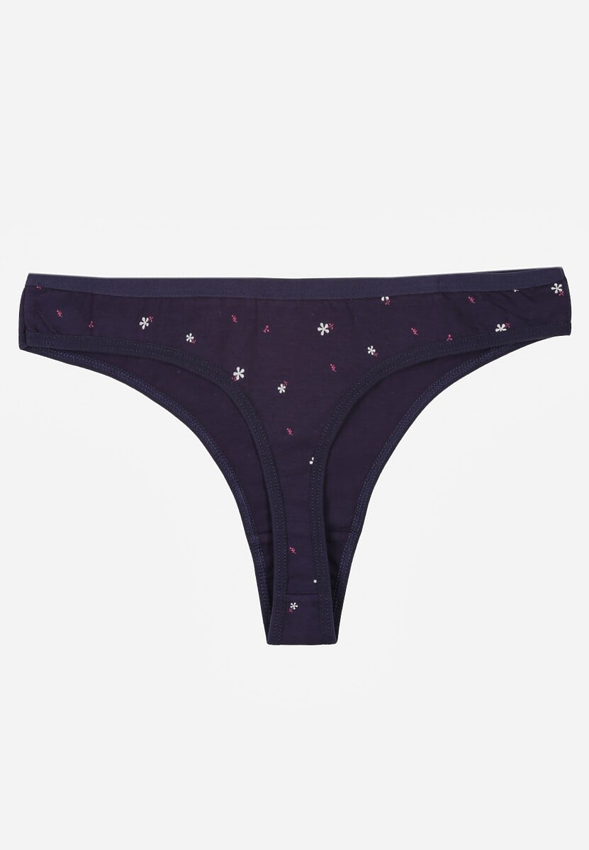 Granatowe Majtki Strongi z Drobnym Nadrukiem z Bawełną Clymeine 2