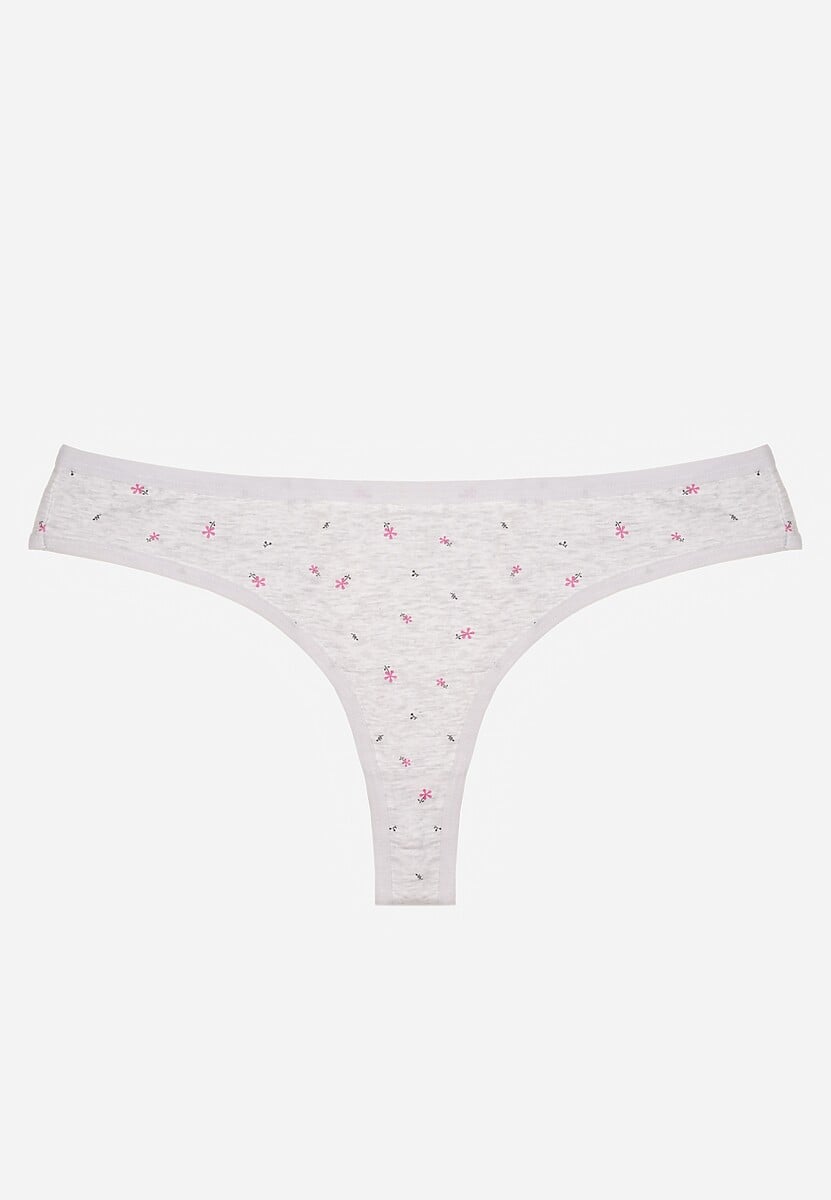 Jasnoszare Majtki Strongi z Drobnym Nadrukiem z Bawełną Clymeine 1