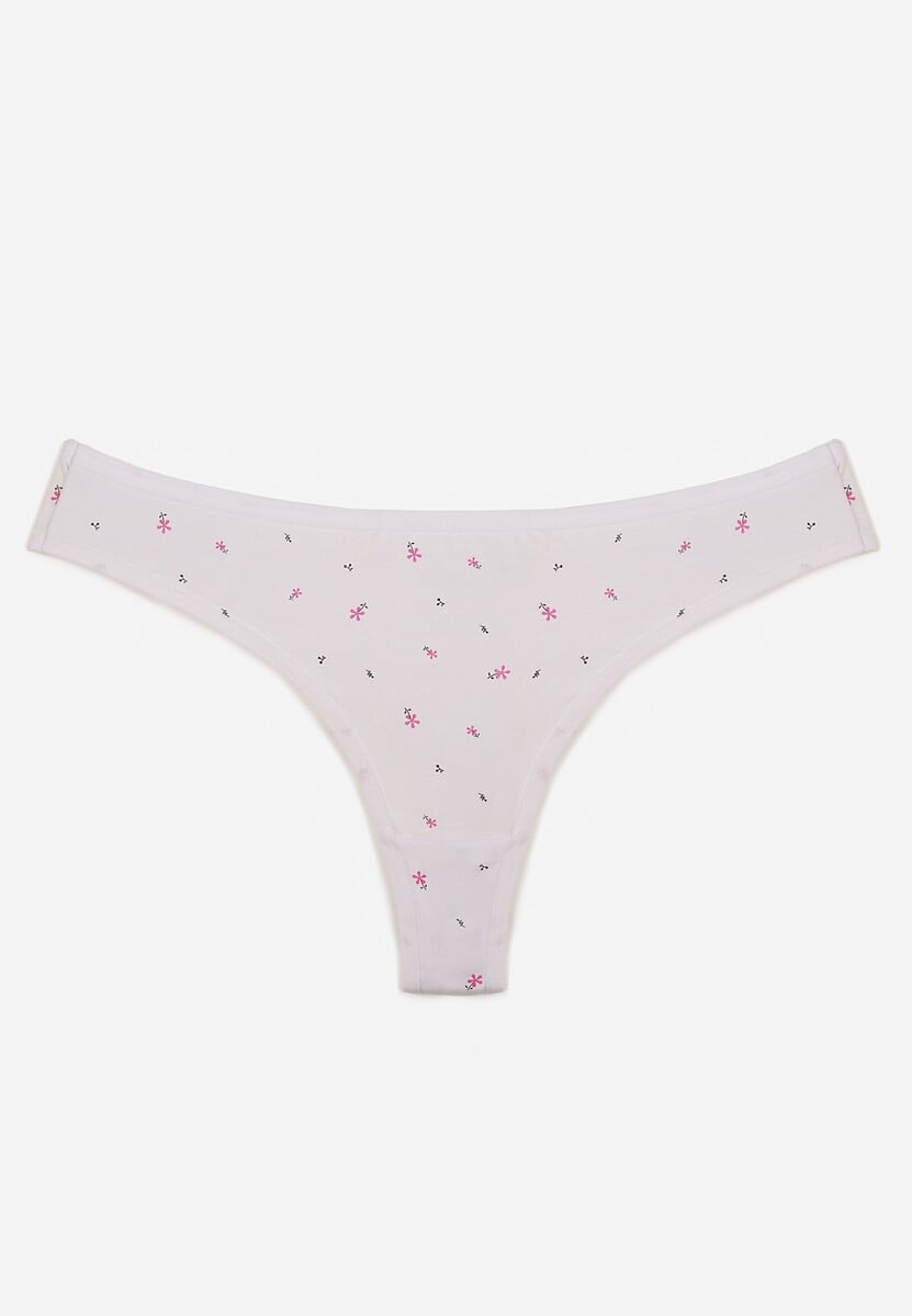 Białe Majtki Strongi z Drobnym Nadrukiem z Bawełną Clymeine 1