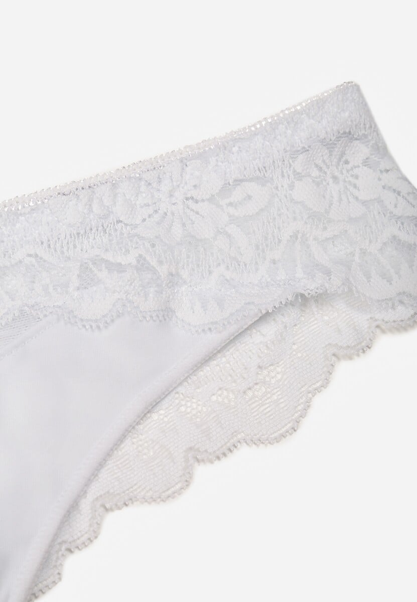 Białe Majtki Stringi Ozdobione Koronką Phisoris 3