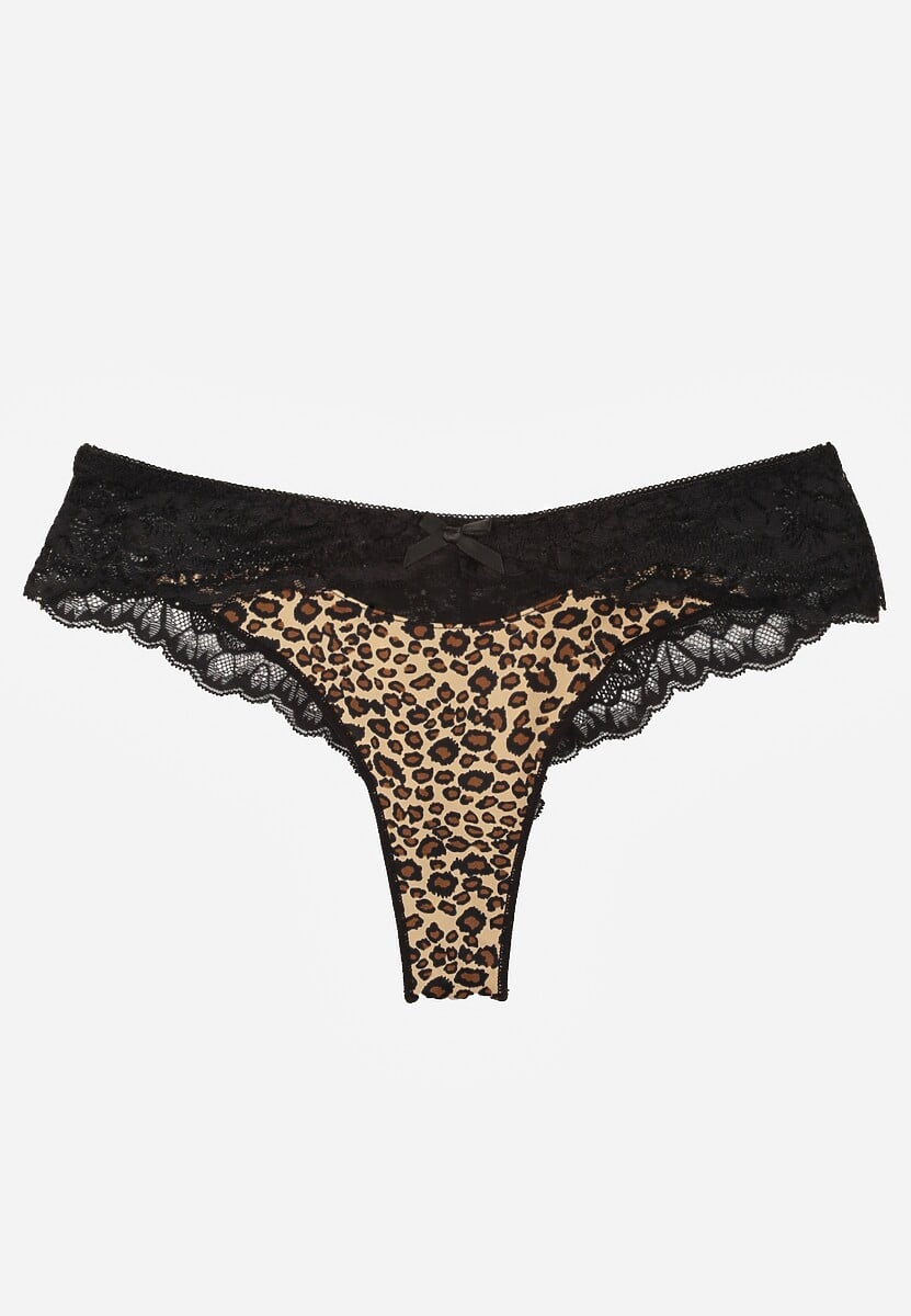 Panterkowe Majtki Stringi Ozdobione Koronką Phisoris 1
