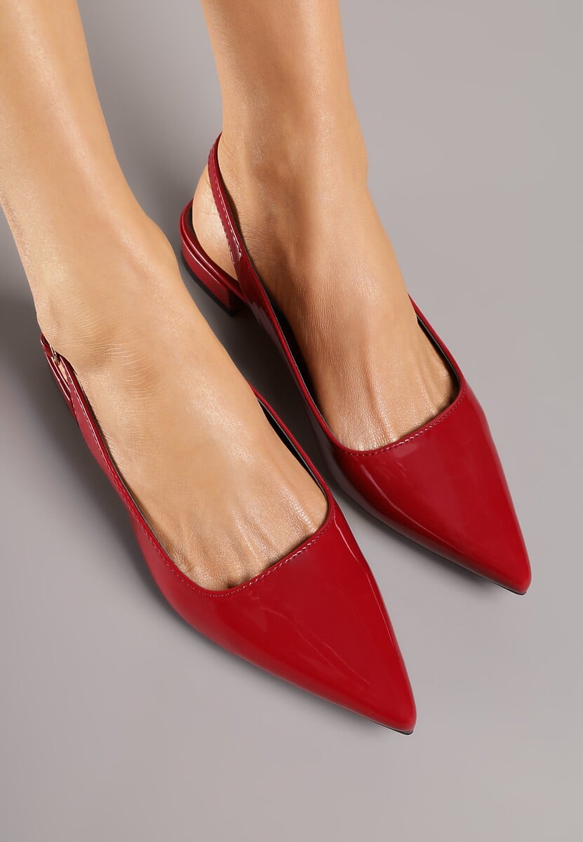 Bordowe Sandały Lakierowane na Płaskiej Podeszwie z Ozdobnym Paskiem Delaniael 3