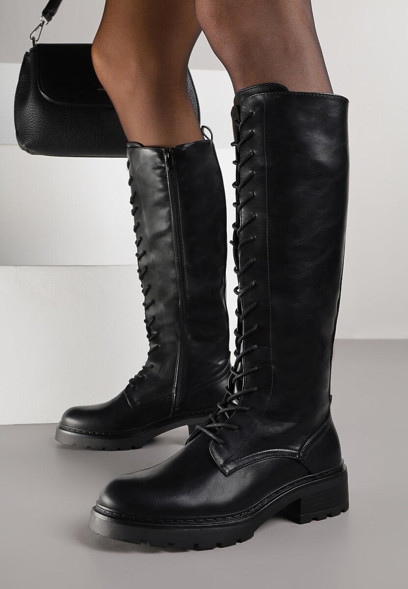 Czarne Kozaki Typu Workery Rhaethe 1