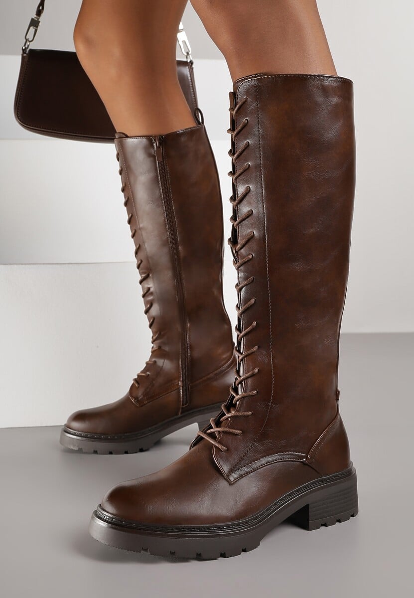 Brązowe Kozaki Typu Workery Rhaethe 2