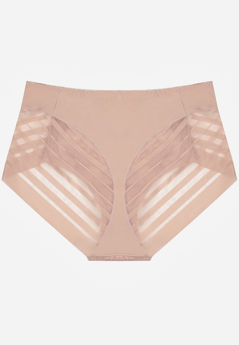 Różowe Siateczkowe Majtki Figi High Waist z Koronkowymi Zdobieniami Heylih 2