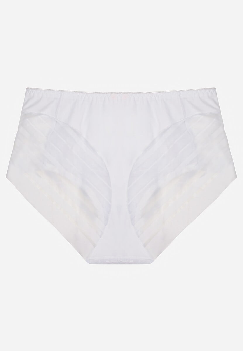 Białe Siateczkowe Majtki Figi High Waist z Koronkowymi Zdobieniami Heylih 2