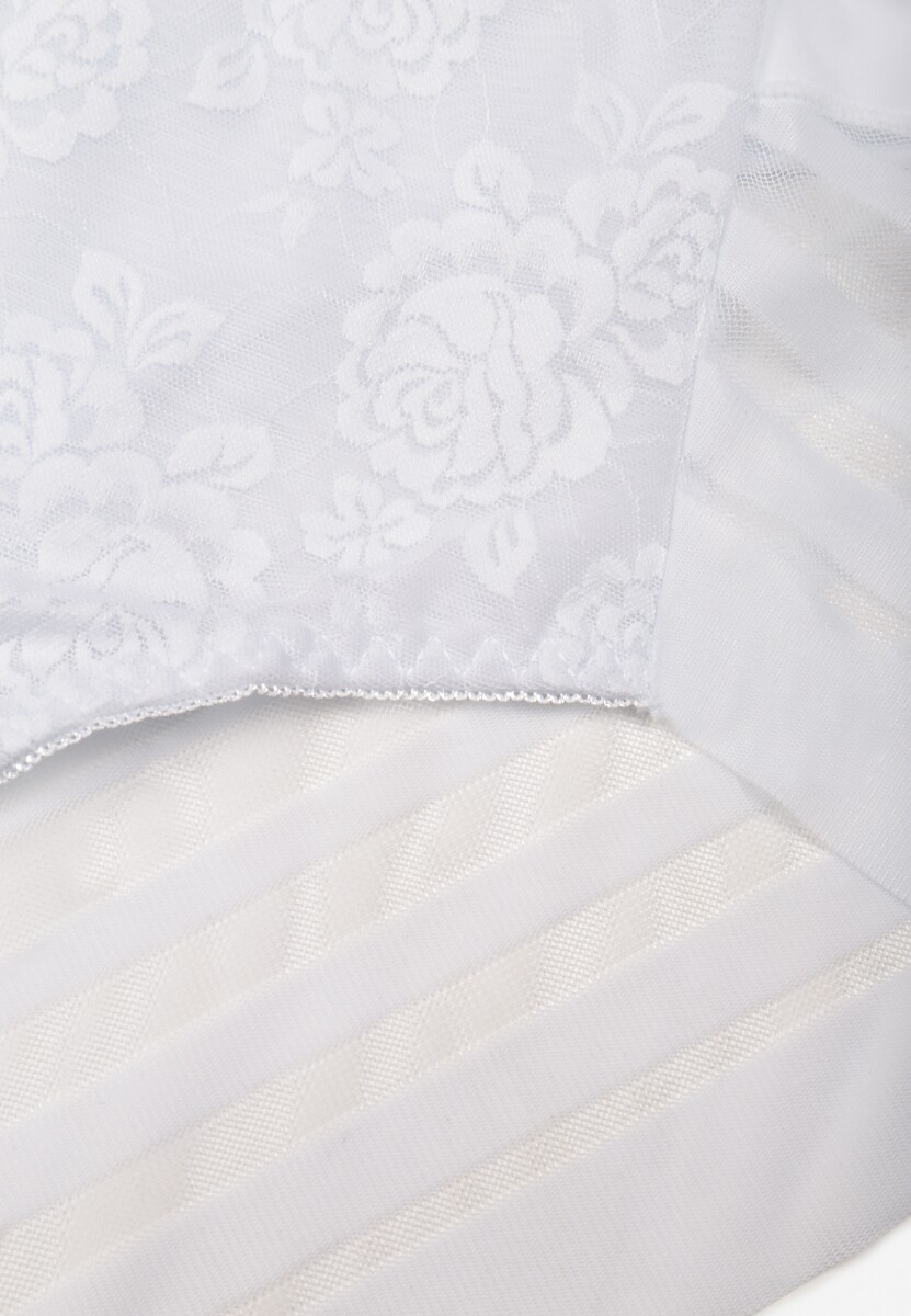 Białe Siateczkowe Majtki Figi High Waist z Koronkowymi Zdobieniami Heylih 3