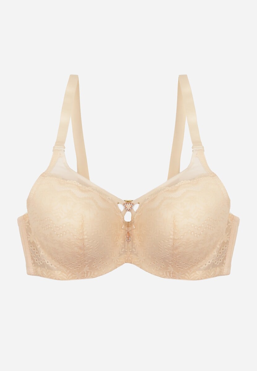 Jasnobeżowy Biustonosz z Koronki z Sercem z Cyrkonii Adrievianna 2