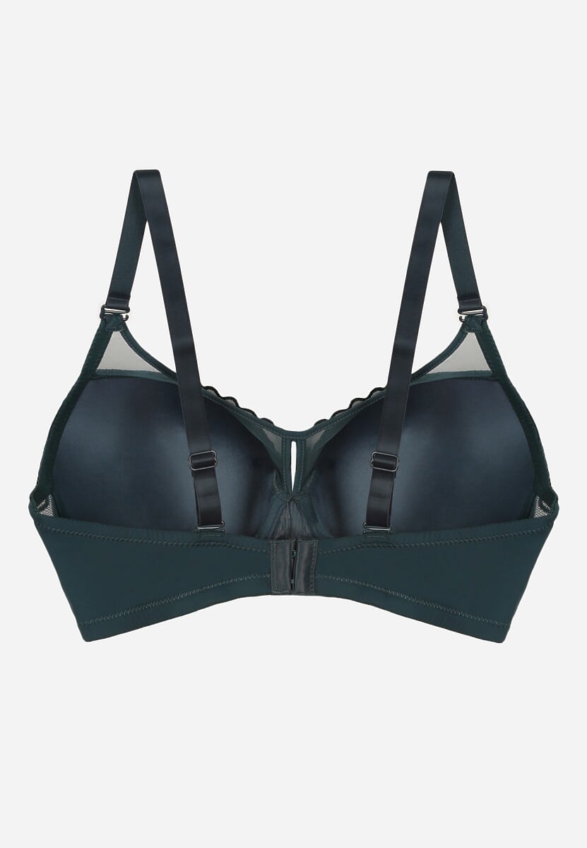 Ciemnozielony Koronkowy Biustonosz Ozdobiony Przezroczystą Wstawką Acalinai 2