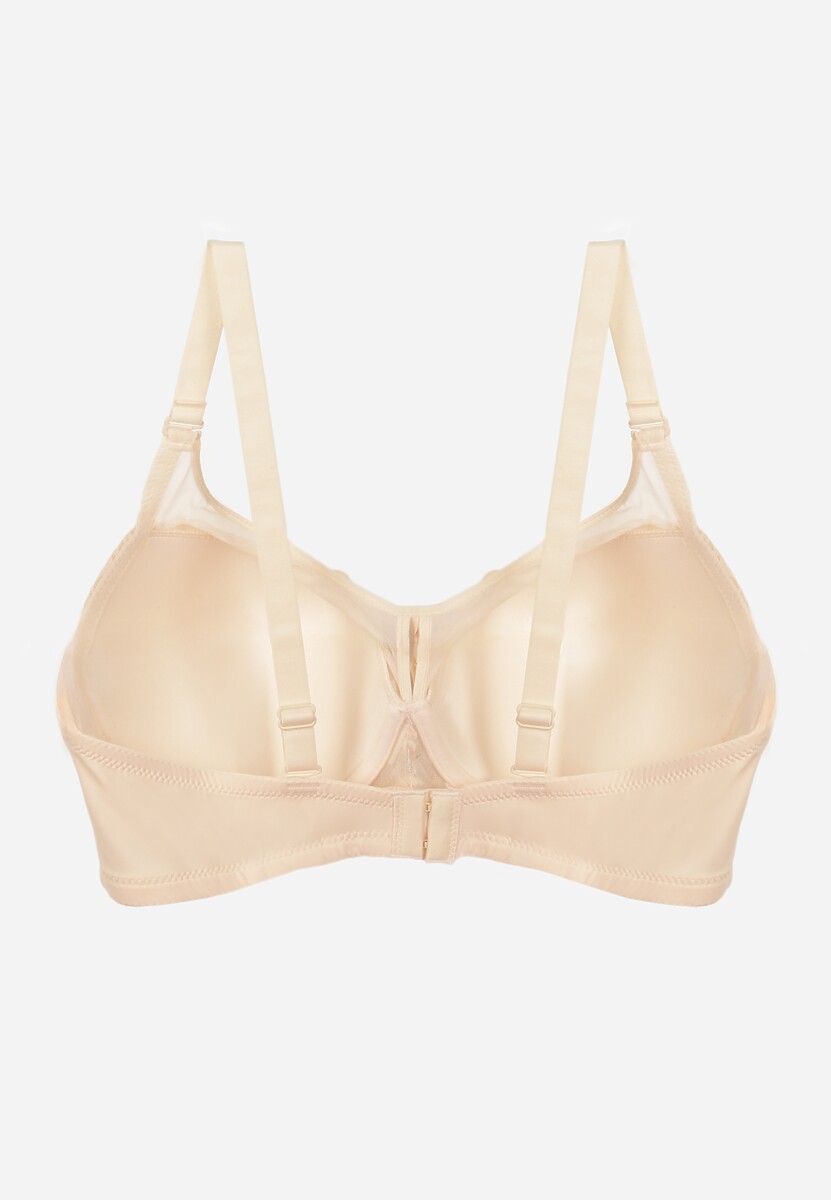 Jasnobeżowy Koronkowy Biustonosz Ozdobiony Przezroczystą Wstawką Acalinai 2