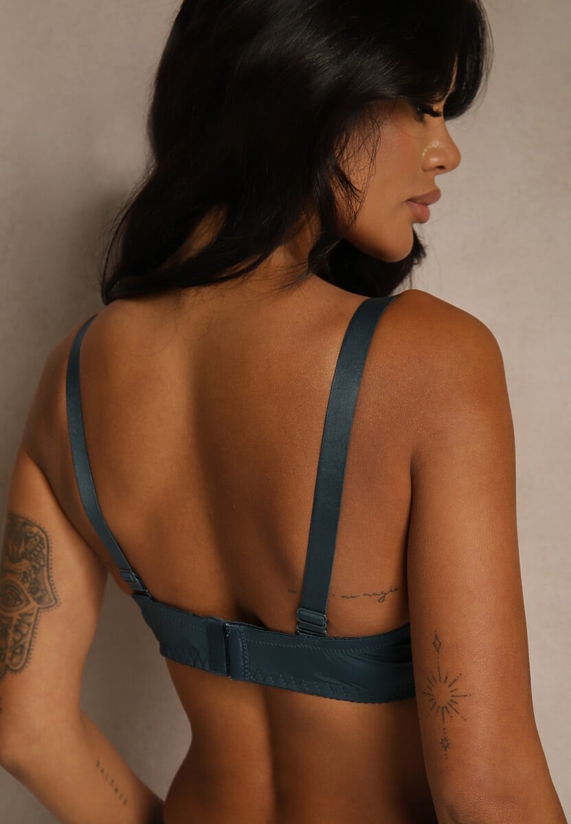 Ciemnozielony Biustonosz z Koronką i Cyrkoniami Himelodia 3