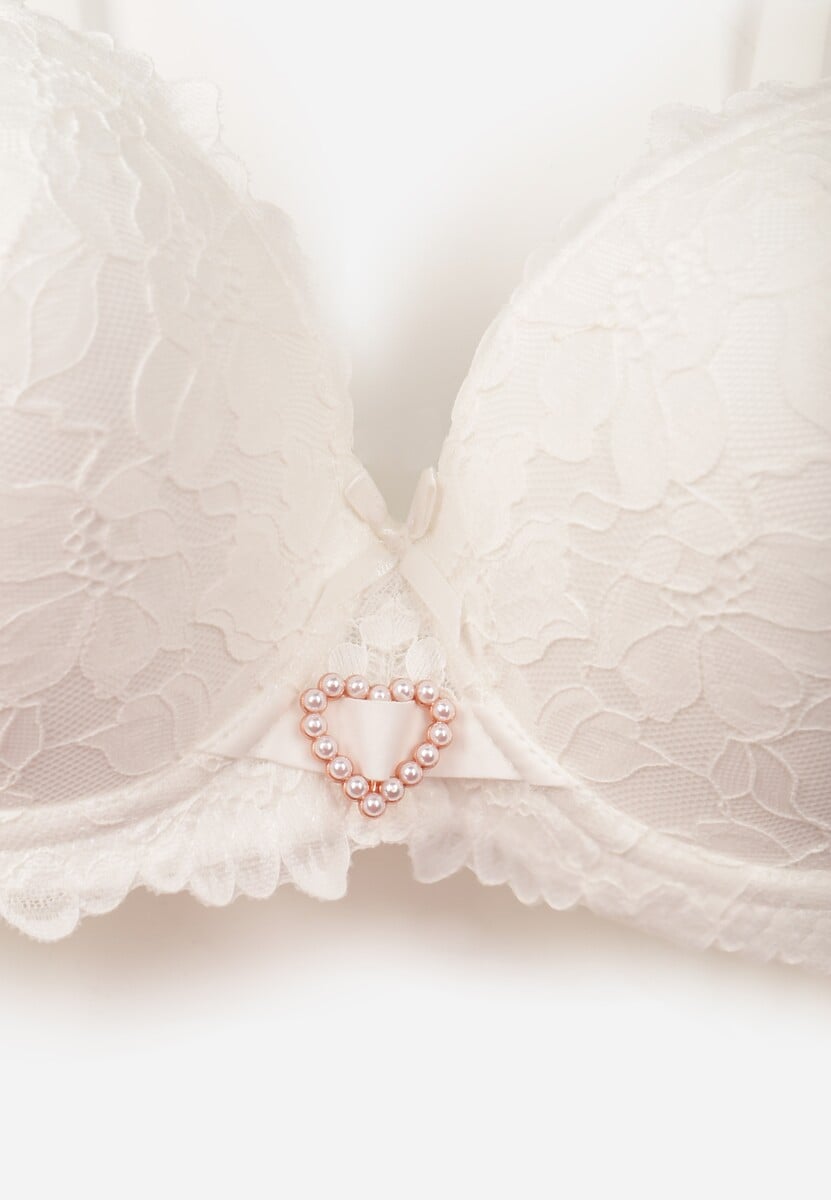 Jasnobeżowy Koronkowy Biustonosz Ozdobiony Cyrkoniowym Sercem Bothilei 3