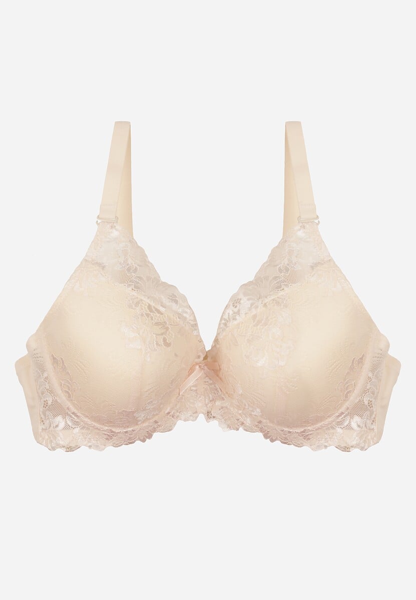 Jasnobeżowy Koronkowy Biustonosz w Klasycznym Stylu Coralee 1