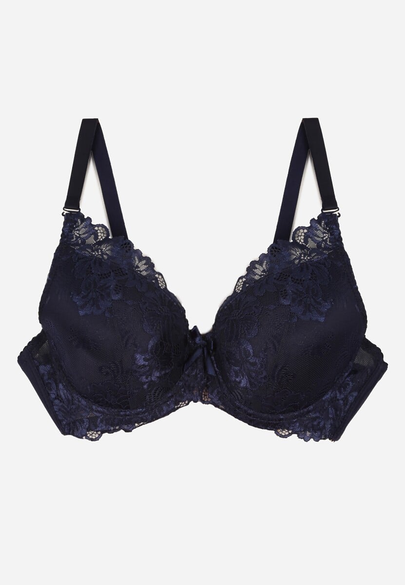 Granatowy Koronkowy Biustonosz w Klasycznym Stylu Coralee 1