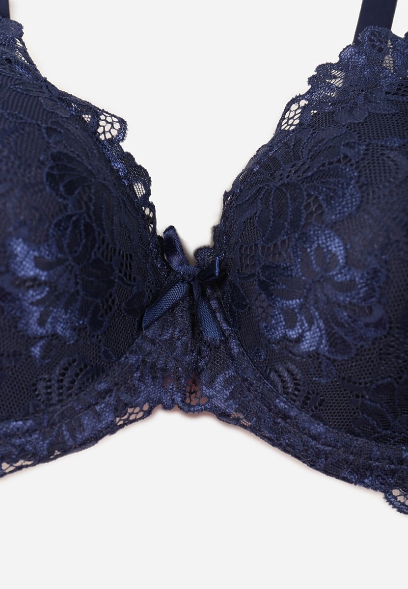 Granatowy Koronkowy Biustonosz w Klasycznym Stylu Coralee 3
