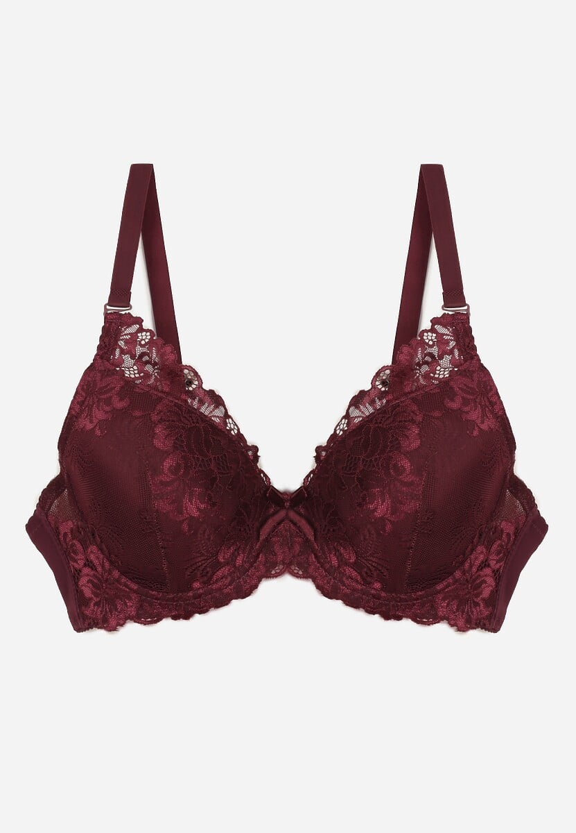 Bordowy Koronkowy Biustonosz w Klasycznym Stylu Coralee 2