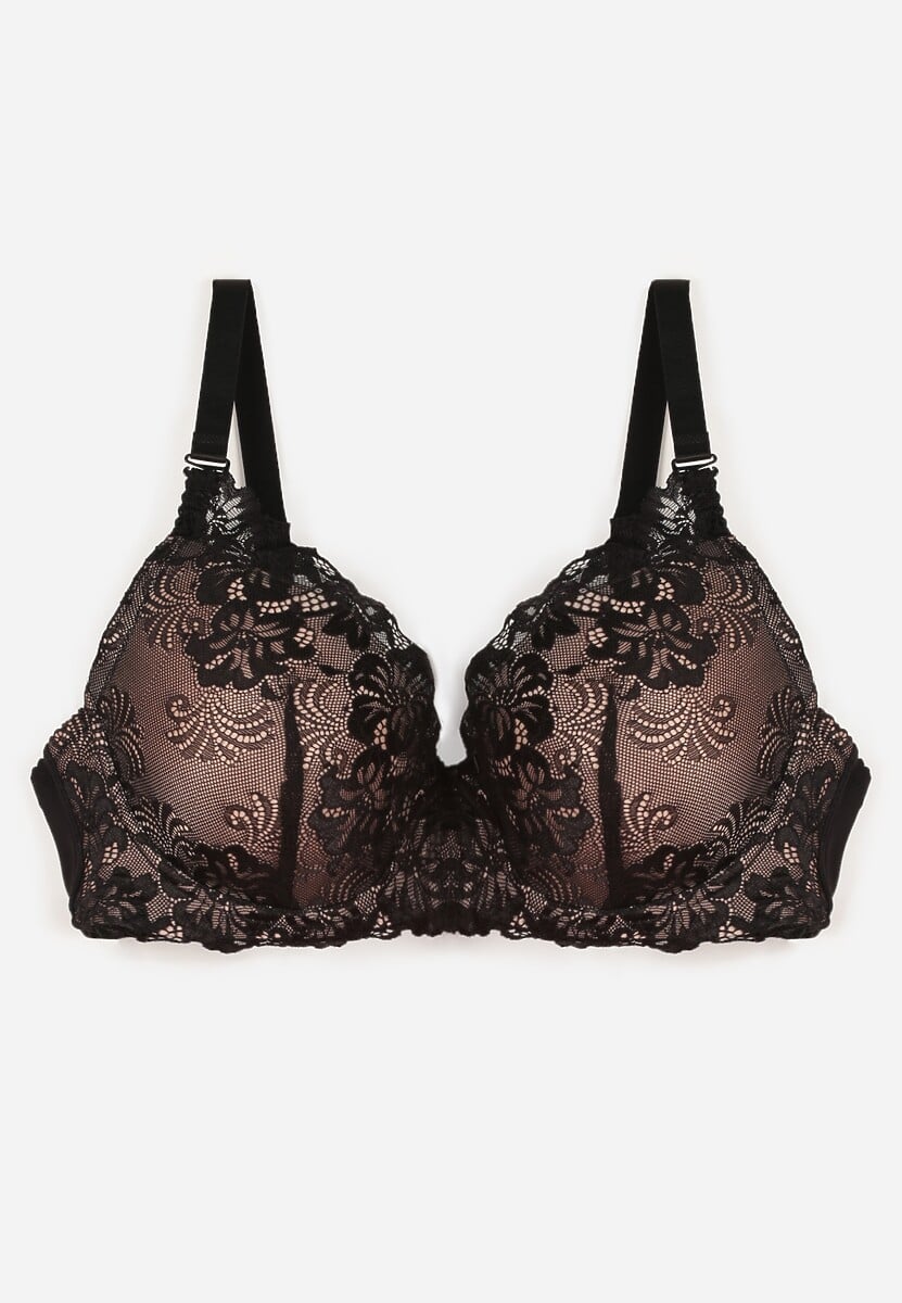 Czarno-Beżowy Koronkowy Biustonosz w Klasycznym Stylu Coralee 1