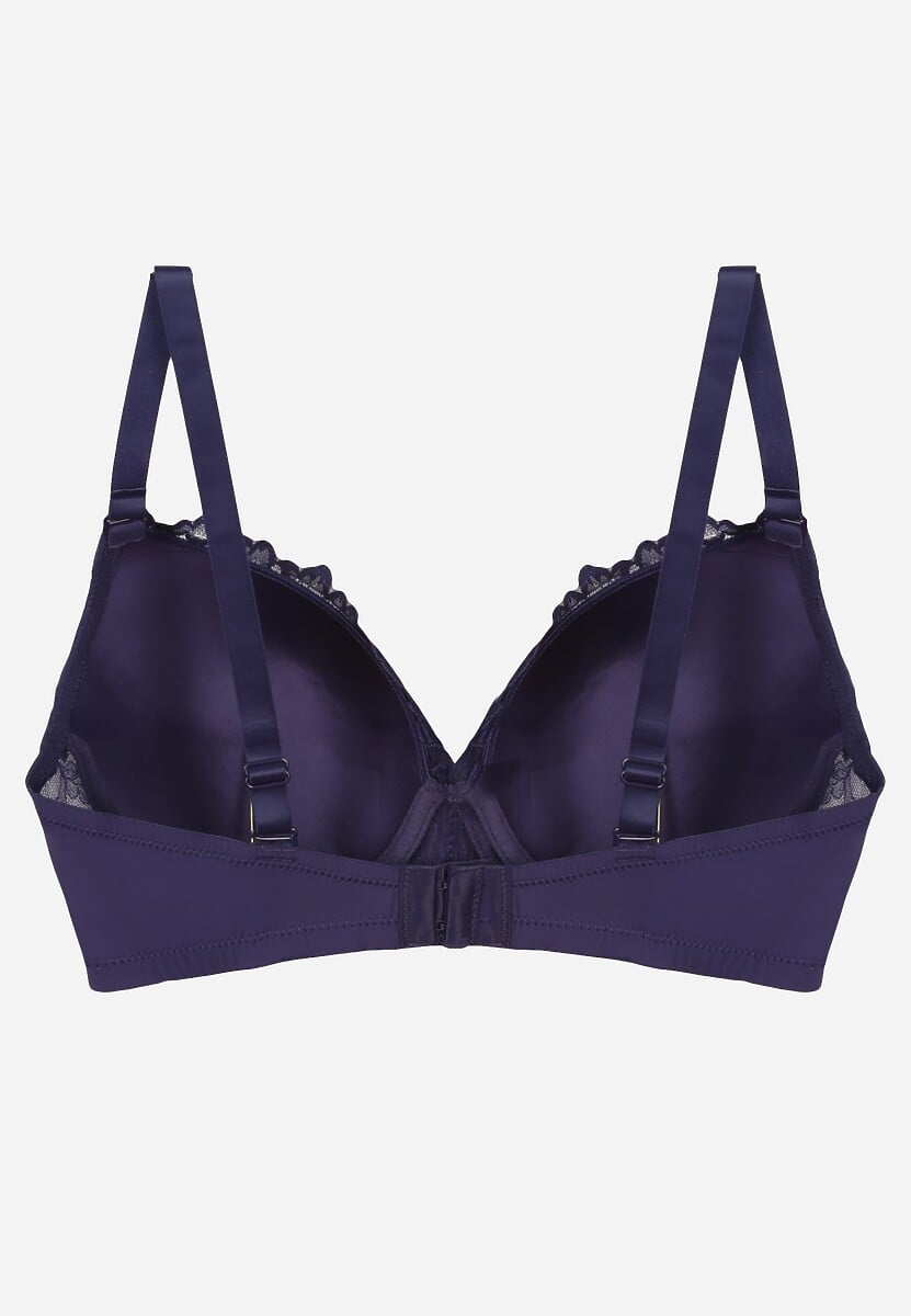 Granatowy Biustonosz Ozdobiony Koronką i Kokardką Aqiany 2