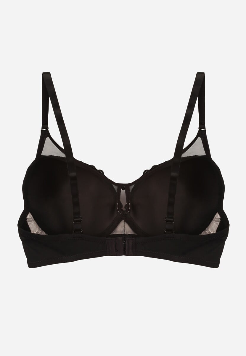 Czarno-Beżowy Biustonosz Ozdobiony Transparentnymi Wstawkami i Koronką Brannor 2