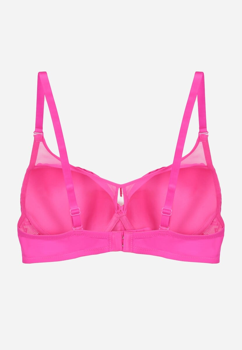 Różowy Biustonosz Ozdobiony Transparentnymi Wstawkami i Koronką Brannor 2