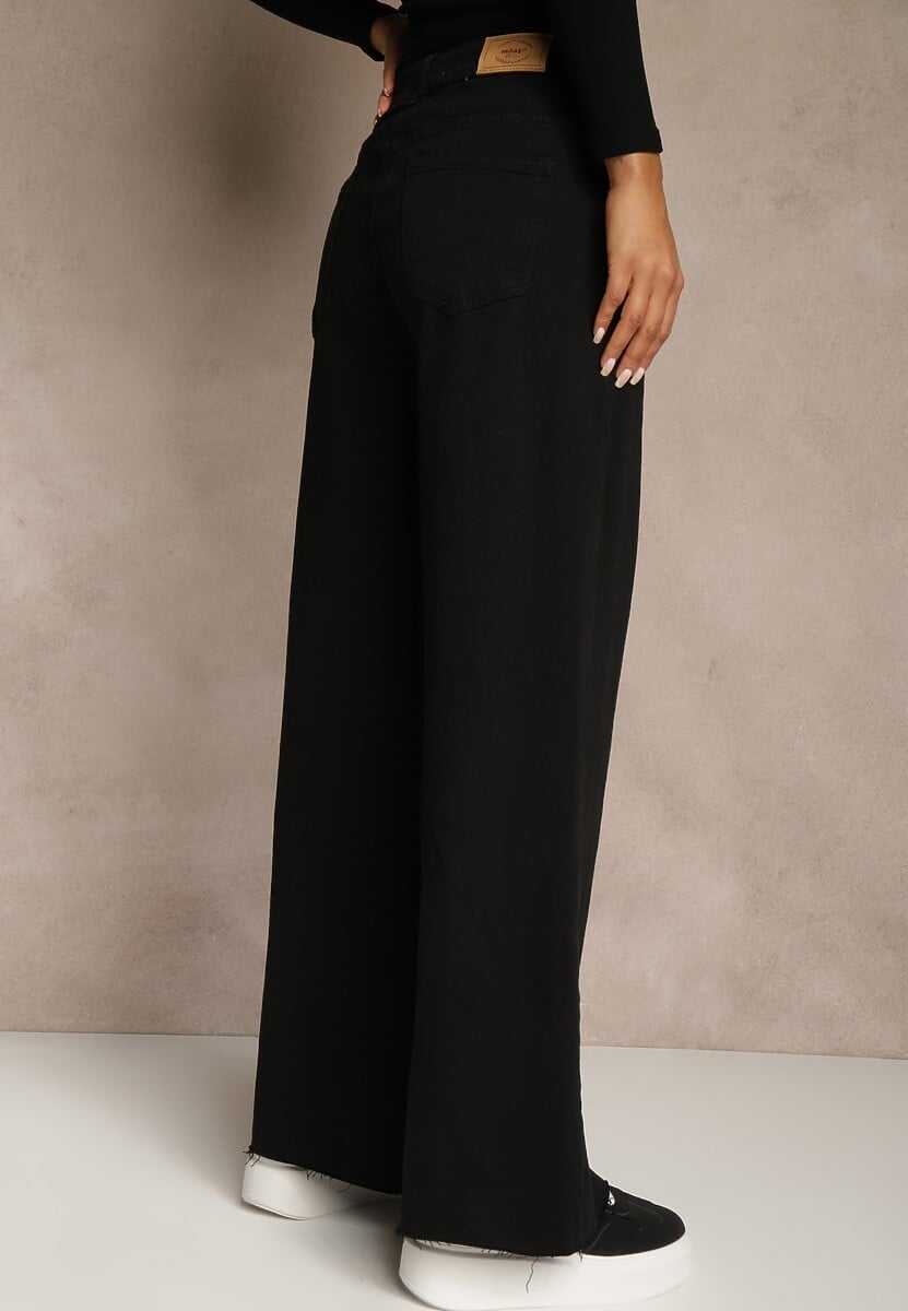 Czarne Jeansy High Waist z Szerokimi Nogawkami Chamylla 3