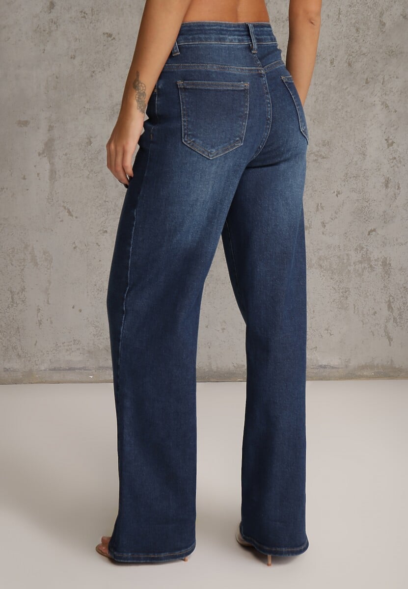 Niebieskie Jeansy Wide Leg Regular Waist z Bawełną i Domieszką Wiskozy Petocea 3