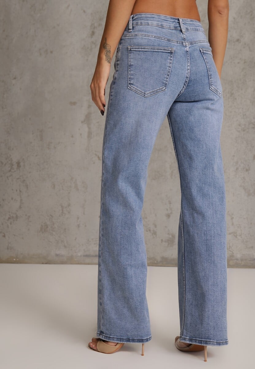 Niebieskie Jeansy Wide Leg Regular Waist z Bawełną i Dodatkiem Wiskozy Jeniemala 3