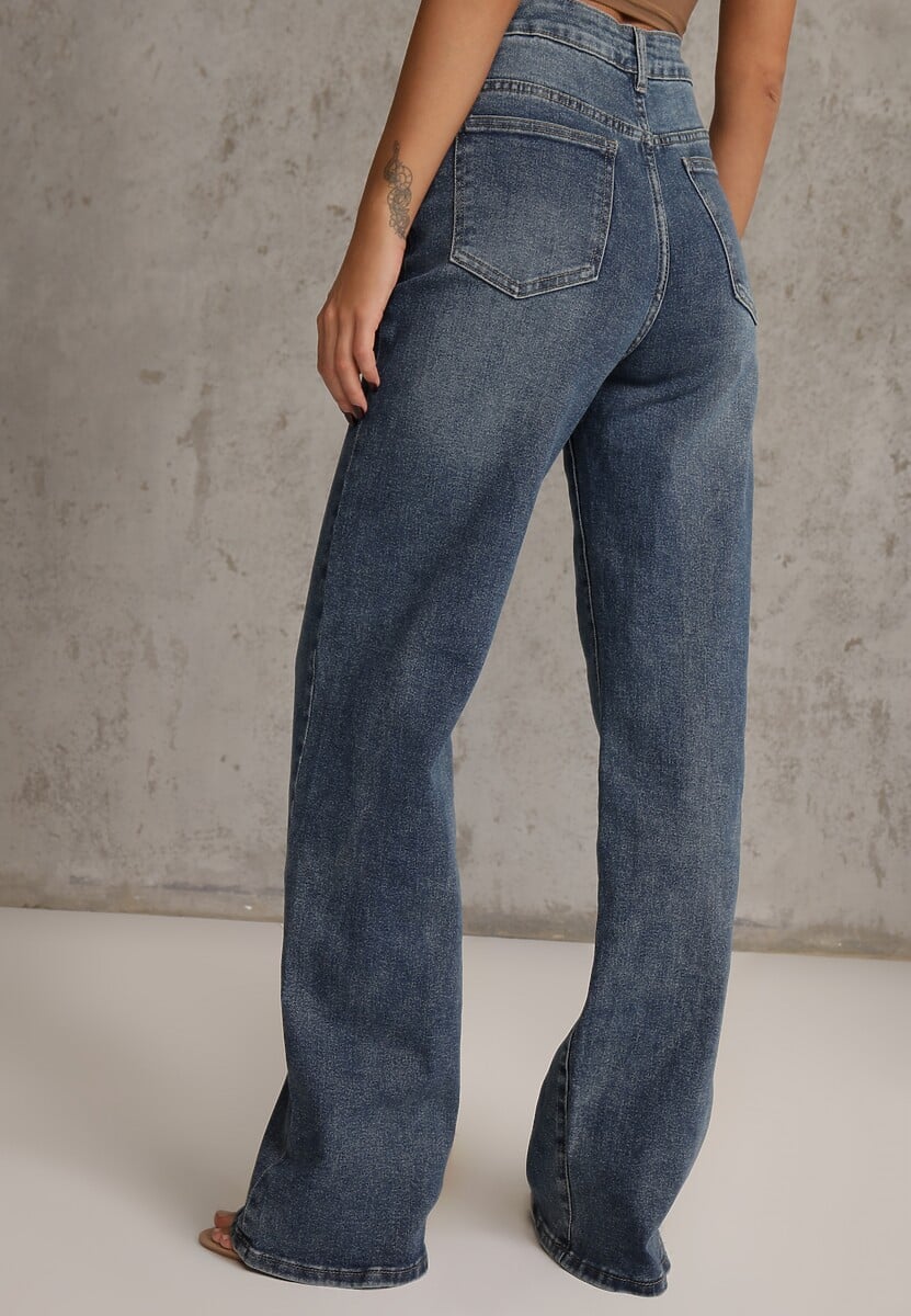 Niebieskie Jeansy Wide Leg High Waist z Bawełną i Dodatkiem Wiskozy Phrixanise 3