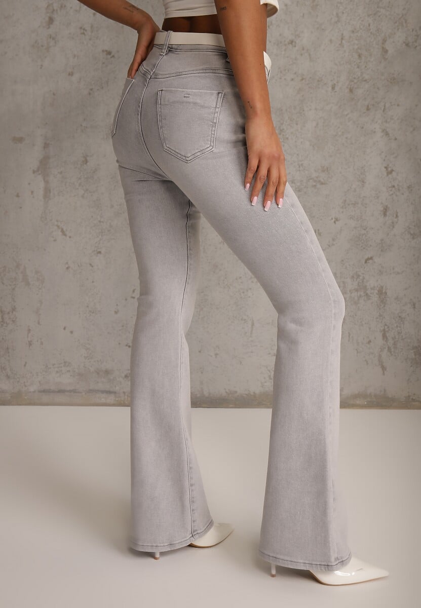 Szare Jeansy Flare High Waist z Bawełny Ginerial 1