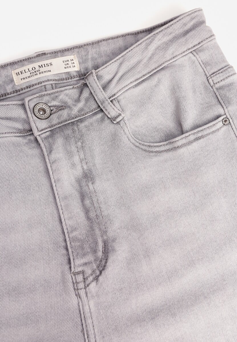 Szare Jeansy Flare High Waist z Bawełny Ginerial 2